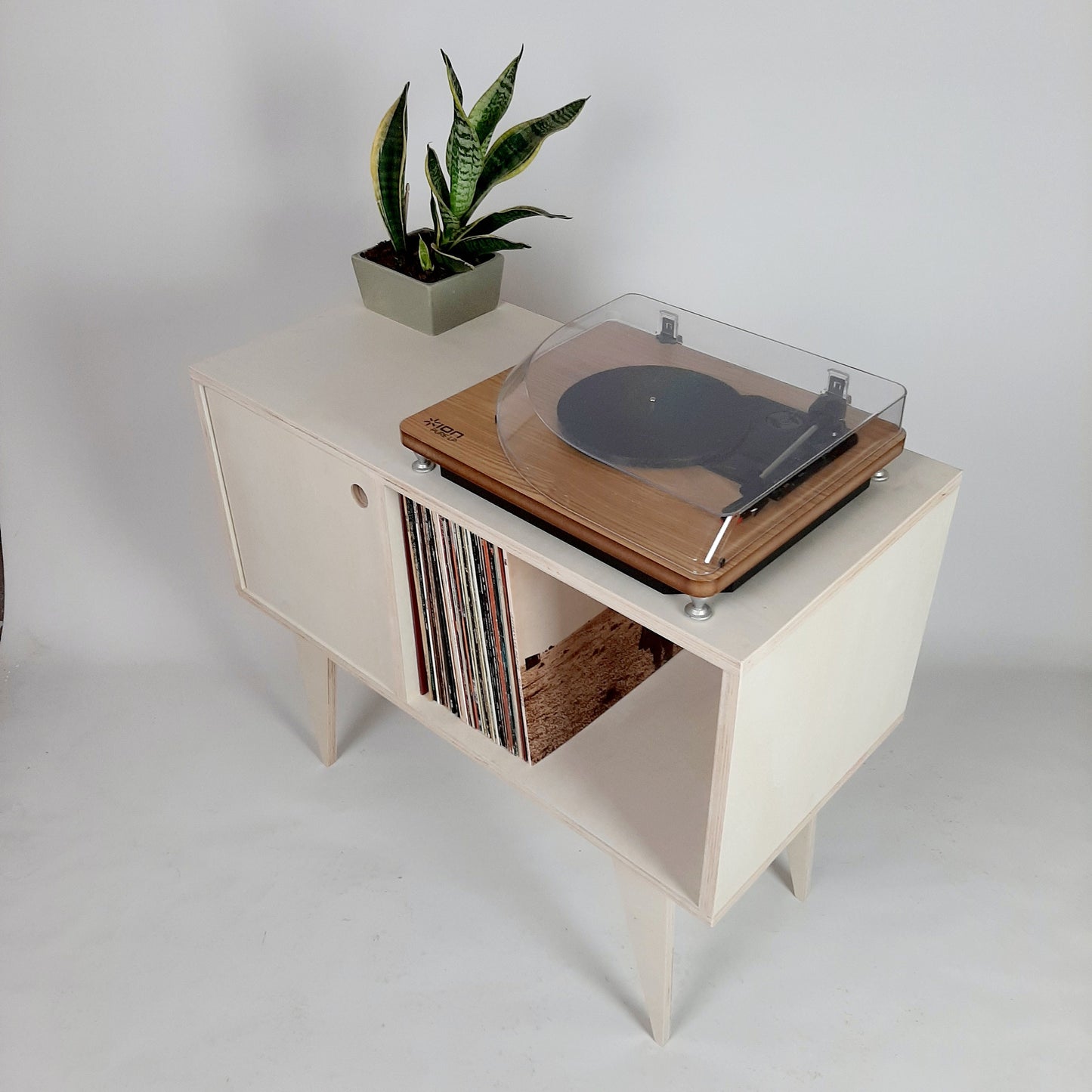 Minimalist Sideboard | Beech Plywood | Vinyl Record Storage | Neutral Credenza | TV Stand