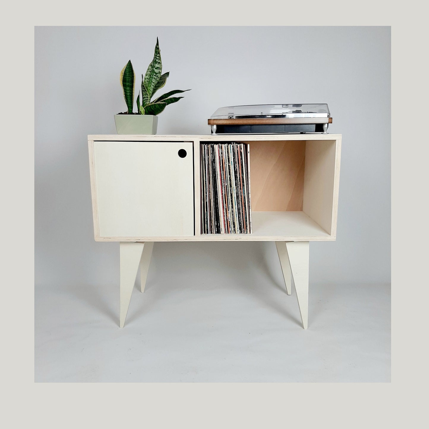 Minimalist Sideboard | Beech Plywood | Vinyl Record Storage | Neutral Credenza | TV Stand