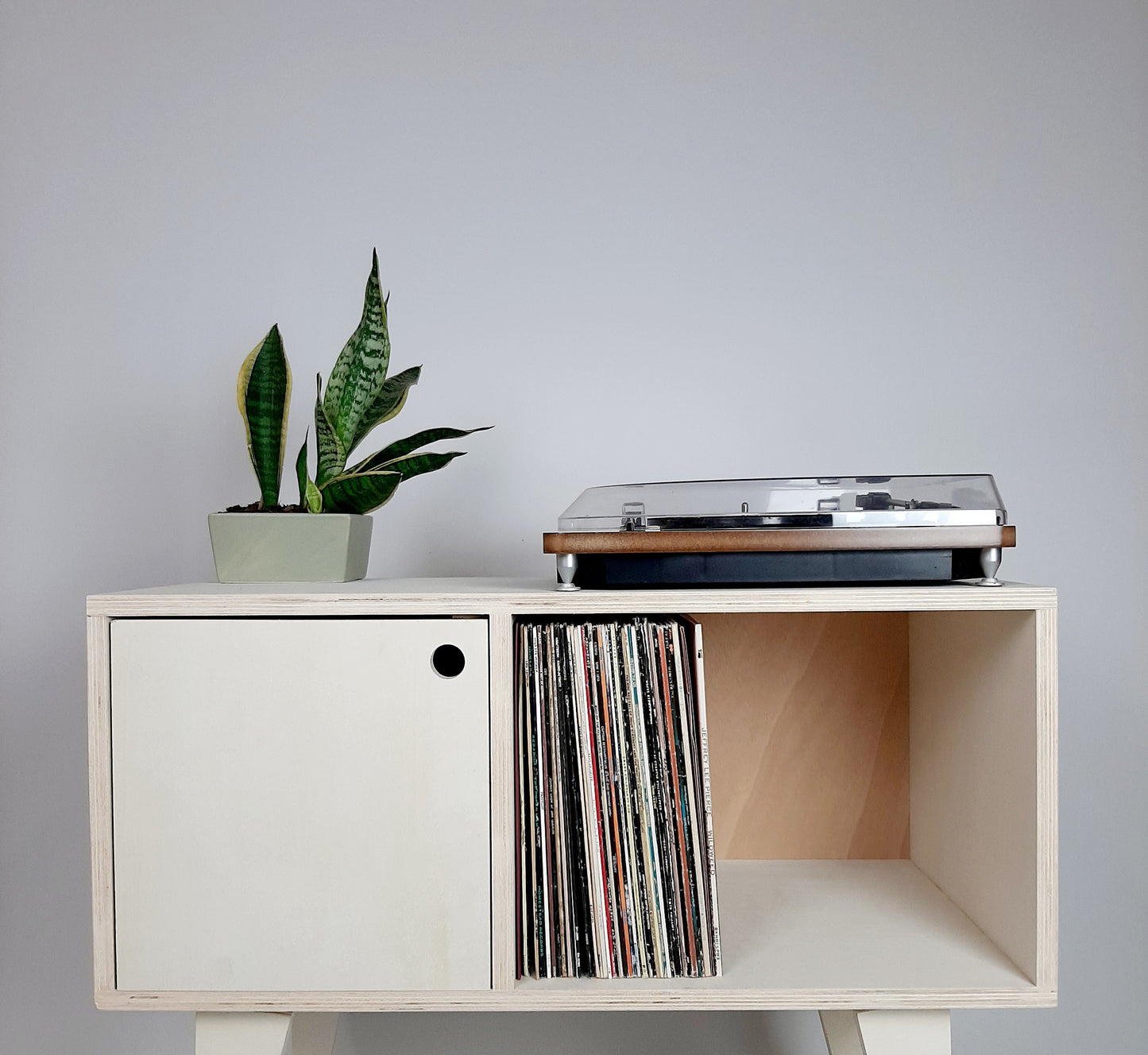 Minimalist Sideboard | Beech Plywood | Vinyl Record Storage | Neutral Credenza | TV Stand