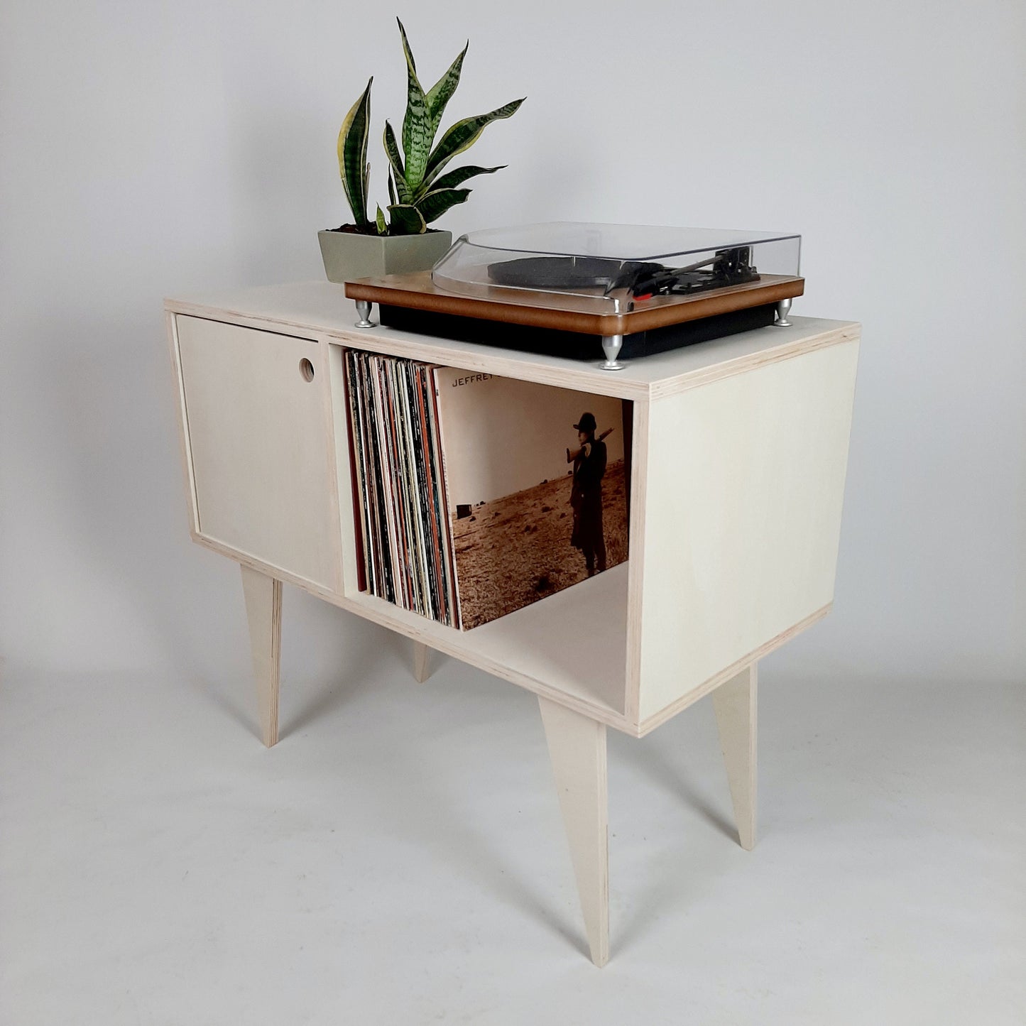 Minimalist Sideboard | Beech Plywood | Vinyl Record Storage | Neutral Credenza | TV Stand