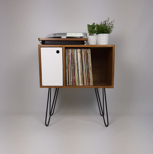 Walnut Sideboard Perfect for Vinyl Storage | Black Hairpin Legs | Handmade Sideboard | Solid Wood | Small | Compact
