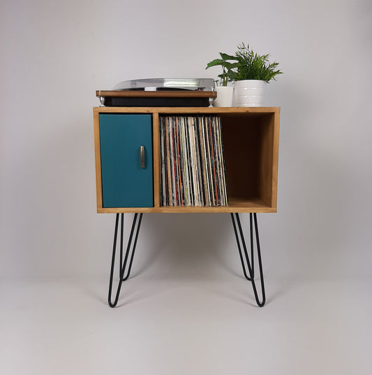 Small Oak Credenza | Blue Door | Media Unit | Storage Buffet | Scandi Minimalist Design | Hairpin Legs Table