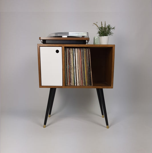 Compact Walnut Sideboard | Minimalist Media Console | Vinyl Record Storage | TV Stand | Solid Wood Sideboard