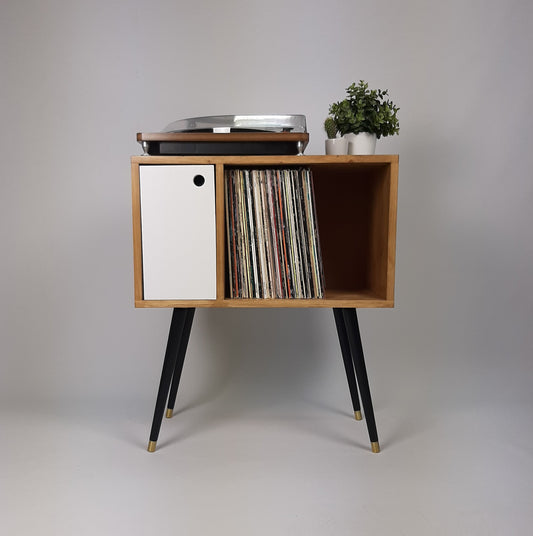 Small Oak Sideboard | Vinyl Record Storage | Console Table | Record Cabinet | Mid Century Modern Legs | Dansette Record Table