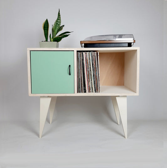 Minimalist Sideboard | Green Door | Vinyl Record Storage | Neutral Credenza | TV Stand