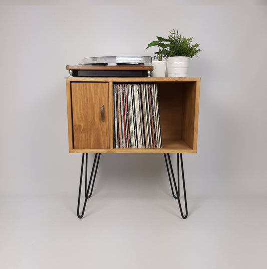 Oak Sideboard Brass Handle | Media Console | Black Mid Century Hairpin Legs | 1950s Design | Mod Furniture | Natural Furniture