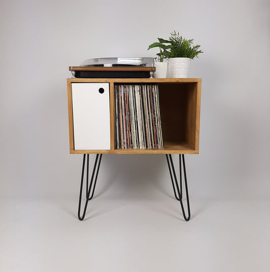 Designer Oak Sideboard | Small Media Console | Vinyl Record Storage Cabiney | Media Unit | Console Table | Record Cabinet | Oak Credenza