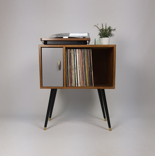 Compact Classic Sideboard with Pearl Grey Door | Media Console | Media Console with Black Legs | Mid Century Modern Design |