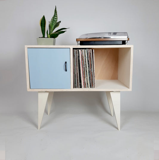 Minimalist Sideboard | Blue Door | Vinyl Record Storage | Neutral Credenza | TV Stand