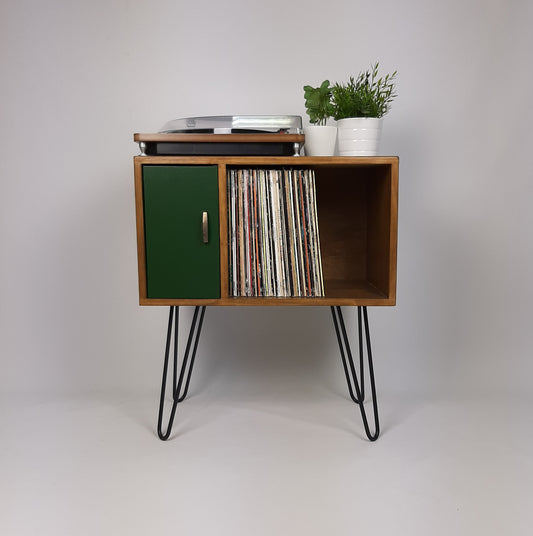Classic Hairpin Leg Table | Green Door | Media Console | Vinyl Record Storage | Small TV Stand | Wooden Sideboard | Credenza
