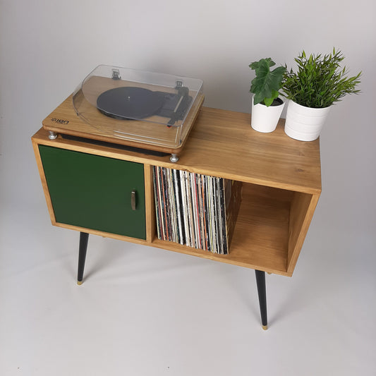 Oak Console Table with Emerald Green Door | Dansette Legs Edition