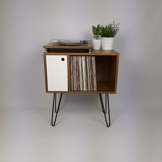 Walnut Sideboard Perfect for Vinyl Storage | Black Hairpin Legs | Handmade Sideboard | Solid Wood | Small | Compact